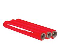 OFITURIA Film para Embalar 50 cm de Ancho y Estirable Hasta 300 Metros de Longitud - Rollo de Film Elástico Manual para Embalaje Industrial (Rojo, 3)