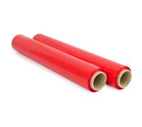 OFITURIA Film para Embalar 50 cm de Ancho y Estirable Hasta 300 Metros de Longitud - Rollo de Film Elástico Manual para Embalaje Industrial (Rojo, 2)