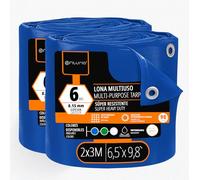 OFITURIA Lona Multiuso Impermeable 2 x 3 m Azul, Pack 2 uds, Ideal para Cubrir y Proteger Muebles y Objetos en Exterior, jardín, Camping y Obras (2x3m, 2 uds)