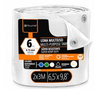 OFITURIA Lona Multiuso Impermeable 2 x 3 m Blanco, Pack 1 ud, Ideal para Cubrir y Proteger Muebles y Objetos en Exterior, jardín, Camping y Obras (2x3m, 1 ud)