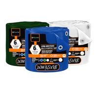 OFITURIA Lona Multiuso Impermeable 2 x 3 m Mix 3 Colores, Pack 3 uds, Ideal para Cubrir y Proteger Muebles y Objetos en Exterior, jardín, Camping y Obras (2x3m, 3 uds)