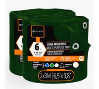 OFITURIA Lona Multiuso Impermeable 2 x 3 m Verde, Pack 2 uds, Ideal para Cubrir y Proteger Muebles y Objetos en Exterior, jardín, Camping y Obras (2x3m, 2 uds)