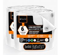 OFITURIA Lona Multiuso Impermeable 3 x 4 m Blanco, Pack 2 uds, Ideal para Cubrir y Proteger Muebles y Equipos en Exterior, jardín, Camping y Obras (3x4m, 2 uds)