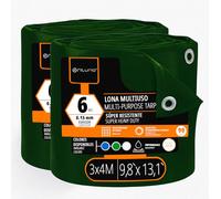 OFITURIA Lona Multiuso Impermeable 3 x 4 m Verde, Pack 2 uds, Ideal para Cubrir y Proteger Muebles y Equipos en Exterior, jardín, Camping y Obras (3x4m, 2 uds)