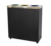 OFITURIA® Papelera para Reciclaje Selectivo Metálica Capacidad 135 litros Color Negro Contenedor 3 Compartimentos para Residuos