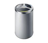 OFITURIA® Papelera para Reciclaje Selectivo Metálica Capacidad 150 litros Color Plata Contenedor Cilíndrico 3 Compartimentos para Residuos