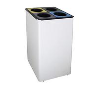 OFITURIA® Papelera para Reciclaje Selectivo Metálica Capacidad 186 litros Color Plata Contenedor con Cuatro Aros Interiores