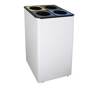 OFITURIA® Papelera para Reciclaje Selectivo Metálica Capacidad 186 litros Color Plata Contenedor con Cuatro Cubos Interiores