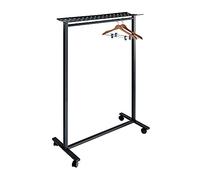 OFITURIA® Vestidor Portátil con Ruedas Burro Perchero de Ropa Resistente con Repisa Metálico Color Negro Capacidad hasta 25 Perchas Apto Parquet