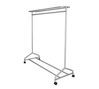 OFITURIA® Vestidor Portátil con Ruedas Burro Perchero de Ropa Resistente Metálico Color Plata Capacidad hasta 40 Perchas Apto Parquet