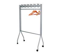 OFITURIA® Vestidor Portátil con Ruedas Burro Perchero de Ropa Resistente Metálico Color Plata Capacidad hasta 30 Perchas Apto Parquet