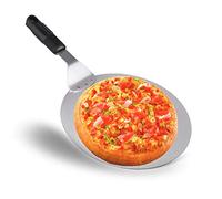 OFKPO - Pala de pizza redonda de acero inoxidable con mango antiresbaladizo antiresbalón, 10 pulgadas, ideal para pasteles, pizzas, tarros, plateado