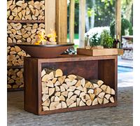 OFYR ISLAND - BRASERO BARBACOA CON SOPORTE DE MADERA Y SOPORTE DE MADERA DE TECA