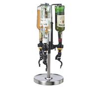 Oggi Dispensador de licor 7186 giratorio de 3 botellas, acero inoxidable