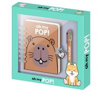 Oh my pop capybara-pack de diario a5 + bolígrafo de 6 colores, multic
