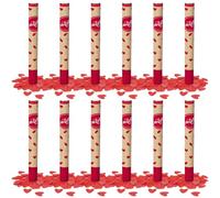 OH YEAH - 12 Unidades - Cañón Confeti Corazones y Pétalos Rojos - 60 cm - Fiestas y Celebraciones - Ideal para Bodas, Cumpleaños, Eventos y Despedidas - Gran Potencia de Alcance - FÁCIL DE USAR