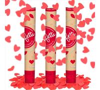 OH YEAH - 3 Unidades - Cañón Confeti Corazones y Pétalos Rojos - 40 cm - Fiestas y Celebraciones - Ideal para Bodas, Cumpleaños, Eventos y Despedidas - Gran Potencia de Alcance - FÁCIL DE USAR