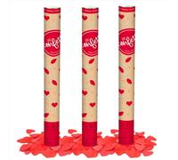 OH YEAH - 3 Unidades - Cañón Confeti Corazones y Pétalos Rojos - 50 cm - Fiestas y Celebraciones - Ideal para Bodas, Cumpleaños, Eventos y Despedidas - Gran Potencia de Alcance - FÁCIL DE USAR