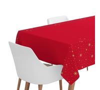 OH YEAH - Rollo Mantel de Papel Navideño Rojo Estrellas - 120 x 500 cm - Mantel Desechable - Ideal para Reuniones, Cenas y Celebraciones - para Vestir la Mesa de Navidad - FÁCIL DE Cortar