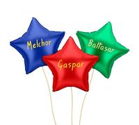OH YEAH - Set 3 Globos Foil Estrella Nombres Reyes Magos - 48 cm - Decoración Navideña - Celebraciones Familiares, Escolares y Escaparates - Roscón de Reyes - Eventos Navideños