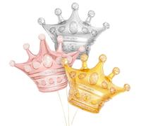 OH YEAH - Set Globos Foil Coronas - 76 cm - 3 Unidades Corona Plata, Oro y Oro Rosa - Decoración Fiesta - Decoración Reyes Magos - Apto Helio y Aire - FÁCIL MONTAJE
