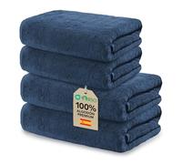 Ôhm Set de Toallas 4 Piezas Algodón Azul Marino | Juego de baño 4 piezas 100% algodón 500 g/m², toallas a juego, suaves y absorbentes, certificado Oeko-Tex