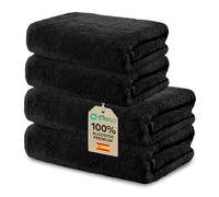 Ôhm Set de Toallas 4 Piezas Algodón Negro | Juego de baño 4 piezas 100% algodón 500 g/m², toallas a juego, suaves y absorbentes, certificado Oeko-Tex