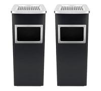 OHMG Botes de basura, Papelera de acero inoxidable 35 L, Papelera con cenicero para exterior, Cenicero de pie en acero inoxidable con papelera, Papelera con cenicero para hotel, jardín, exterior