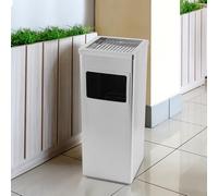 OHMG Botes de basura, Papelera de acero inoxidable 35 L, Papelera con cenicero para exterior, Cenicero de pie en acero inoxidable con papelera, Papelera con cenicero para hotel, jardín, exterior