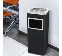 OHMG - Contenedores de basura, Papelera de acero inoxidable 35 L, Papelera con cenicero para exterior, Cenicero de pie en acero inoxidable con papelera, Papelera con cenicero para hotel, jardín