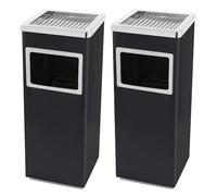 OHMG - Contenedores de basura, Papelera de acero inoxidable 48 L, Papelera con cenicero para exterior, Cenicero de pie en acero inoxidable con papelera, Papelera con cenicero para hotel, jardín