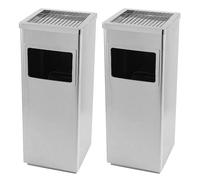 OHMG - Papelera de Acero Inoxidable 48 L con Cenicero Sobre Pie para Exterior, Cubo de Basura para Hotel, Jardín, Aire Libre y Supermercado