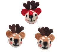 OHPHCALL 3 Broches de Fieltro Diseño Navideño de Reno Caricatura, Cómodos y Fáciles de Usar para Fiestas y Disfraces de Navidad, Pack de 3 Unidades Color Aleatorio