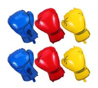 OHPHCALL 6piezas Globos Foil Guantes de Boxeo Inflables para Decoración de Cumpleaños Deportivos Colores Vivos Rojo Amarillo y Azul para Fiestas Temáticas de Lucha y Boxeo Eventos
