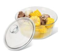 OHPHCALL Cacerola Redonda de Vidrio de Borosilicato 1.6l con Tapa Hermética, Fácil de Limpiar, Adecuado para Cocinar y Hornear en Cocina Doméstica