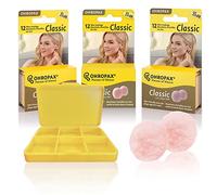 Ohropax Tapones reutilizables de cera/algodón (36 tapones en total) (1 funda de transporte de viaje) - Tapones para los oídos para dormir con cancelación de ruido, natación, protección auditiva y una