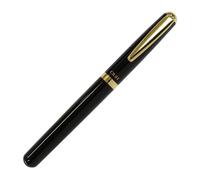 オート OHTO CR01-05-GBK CR01 - Bolígrafo de cerámica con punta fina de 0.5 mm, barril de aluminio con latón chapado en oro, acabado negro, tecnología no seca, tinta negra a base de agua, CR01-05-GBK