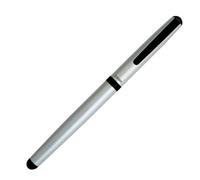 OHTO CR02-05-MSV - Bolígrafo de cerámica, punta fina de 0.5 mm, barril de aluminio de grosor medio con componentes de latón, plata mate, tinta negra recargable a base de agua, CR02-05-MSV