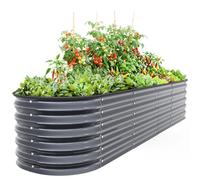 Ohuhu Macetero Elevado de Metal 240x60x45 cm, Kit Maceta 9 en 1 de Acero de Aluminio galvanizado, para jardín y balcón, para hortalizas, Hierbas aromáticas y Flores Color Antracita