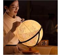 OIFAODAO Globo terráqueo, Antiguo Led Iluminado con Soporte de Madera, 3 tamaños(30cm)