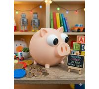 Oinkcome Mealheiro Porquinho 3D 8cm - Cofre Organizador de Moedas para Secretária e Escritório, Escultura Decorativa Moderna, Fabricado na Europa, Prenda Original
