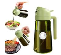 Okiata Aceitera Cristal Verde 470ml - Pulverizador Aceite Spray Cocina para Airfryer, Dispensador de Aceite con Filtro de Protección contra la Luz, Spray Reutilizable para Freidora, BBQ y Ensaladas