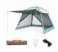 Okiyakusama Carpa Camping Doble Capa Impermeable para Refugio Picnic al Libre, para y, Verde con Cubierta + un Juego de Postes, 3x3m