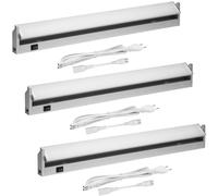 Oktaplex 3 piezas Rota luz bajo armario LED 230V 9,7W 58 cm orientable 3000K blanco cálido aluminio iluminación bajo armario 1085 lumen con interruptor