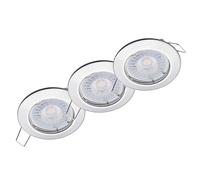 Oktaplex 3x Focos Empotrables LED Sedan con Módulo LED 4,8W 2700K 230V 380lm Blanco Cálido 110° Ojos de Buey Cromado para Techo 60mm Marco Redondo