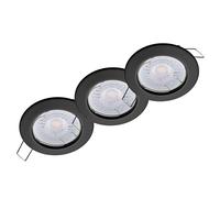 Oktaplex 3x Focos Empotrables LED Sedan con Módulo LED 4,8W 3000K 230V 380lm Blanco Cálido 110° Ojos de Buey Color Negro para Techo 60mm Redondo