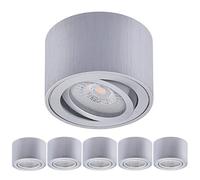 Oktaplex 6x Focos Superficie Techo Lile Aluminio Cepillado Incl. Módulos LED 3 Niveles Regulables 4,8W 230V 2700K Blanco Cálido 80x50mm - Giratorios