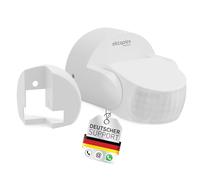 Oktaplex Bea - Detector de movimiento (montaje en esquina, para exteriores, IP65, sensor PIR, orientable, 180°, 12 m, alcance de 230 V, sensor de movimiento), color blanco