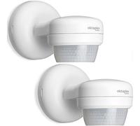 Oktaplex - Detector de movimiento exterior (2 unidades, 360 °) | PIR de 360° con alcance de 10 m e índice IP65, orientable con sensor crepuscular para montaje en saliente