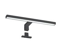 Oktaplex Gili lámpara LED de espejo negra 30 cm IP44 2 en 1 | 5 W blanco frío 6500 K, 350 lm, lámpara con pinza y luz para armario con espejo